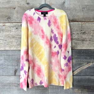 Charter Club Luxury Womens 100% Cashmere Crew Neck Sweater M Tie Dye Pink Boho
